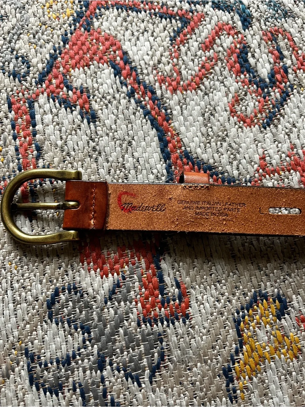 Madewell Chestnut Leather Belt with Brass D-Ring Buckle Size L Women’s Belt